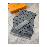 Louis Vuitton, Unisex Scarf Beanie Set, Grey