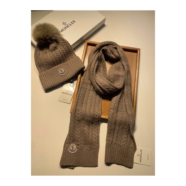 Moncler, Women's Scarf Beanie Set, Grey