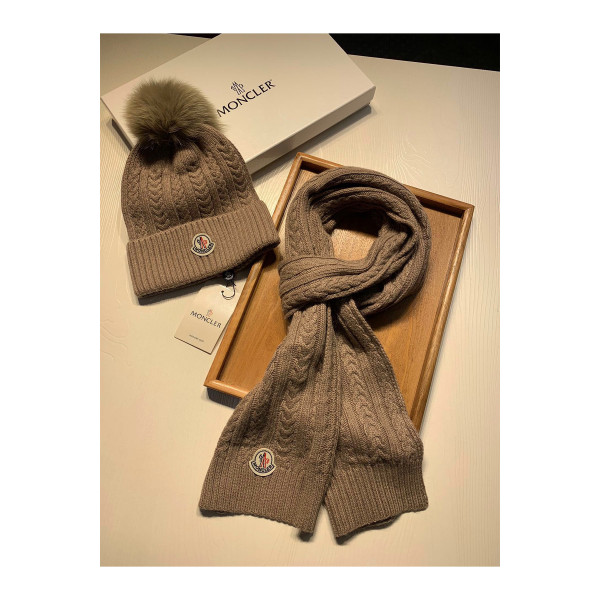 Moncler, Women's Scarf Beanie Set, Grey