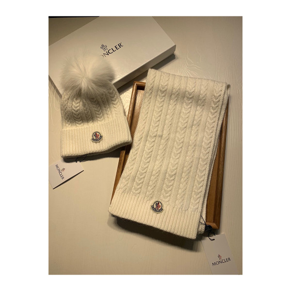 Moncler, Women's Scarf Beanie Set, White