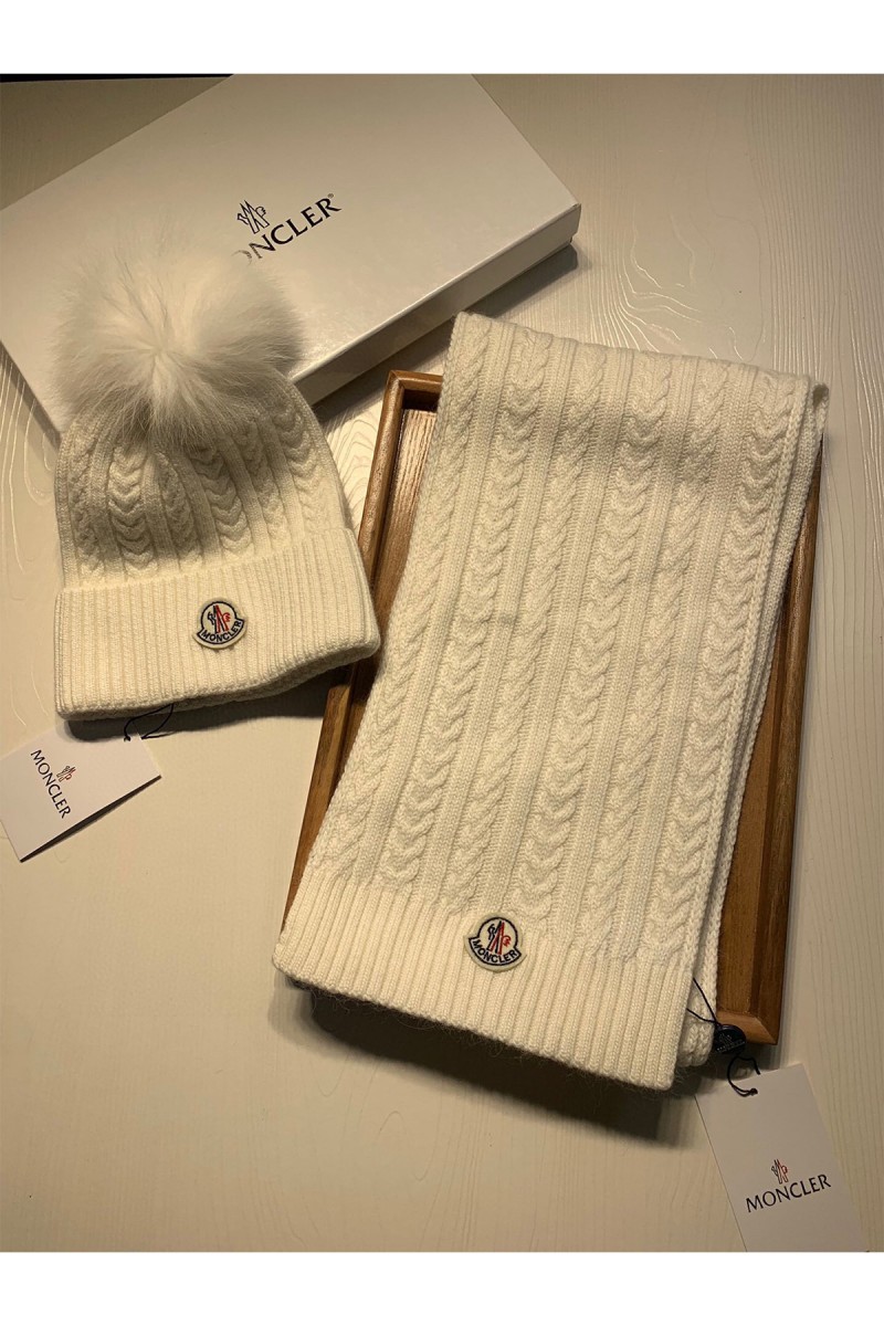 Moncler, Women's Scarf Beanie Set, White