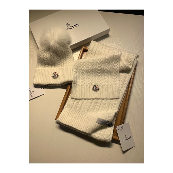 Moncler, Women's Scarf Beanie Set, White