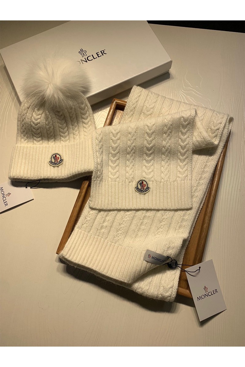 Moncler, Women's Scarf Beanie Set, White