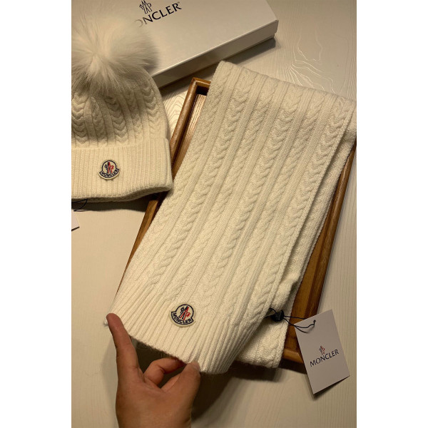 Moncler, Women's Scarf Beanie Set, White