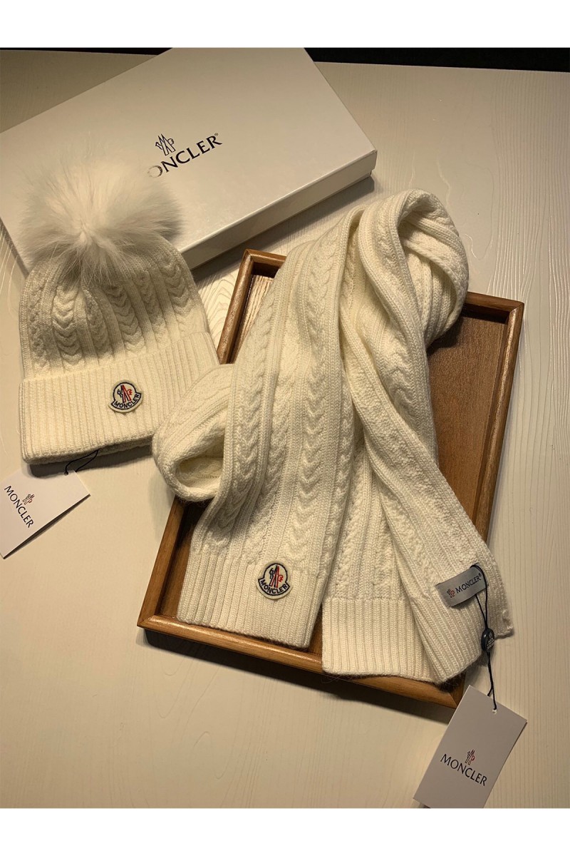 Moncler, Women's Scarf Beanie Set, White