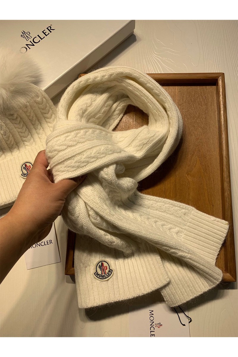 Moncler, Women's Scarf Beanie Set, White