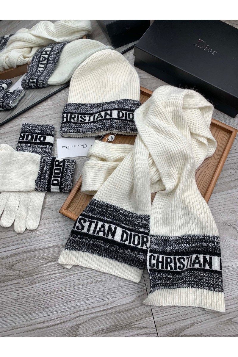 Christian Dior, Unisex Triple Scarve Set, White