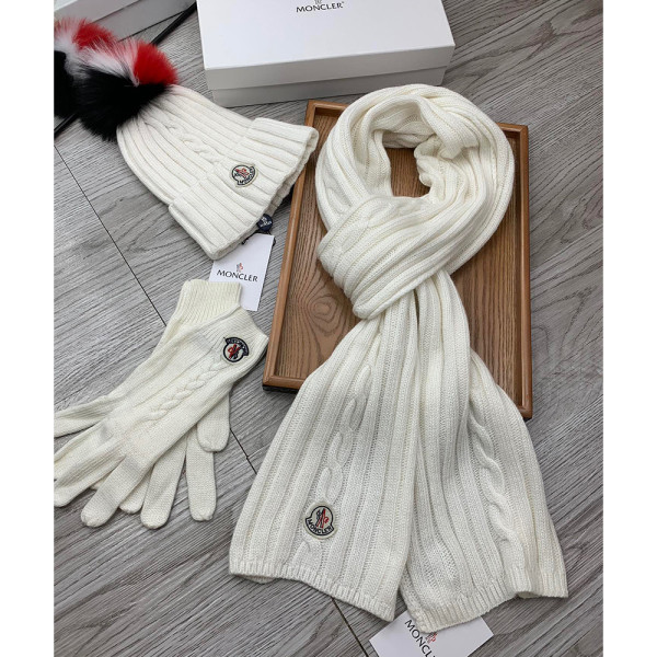 Moncler, Women's Triple Scarve Set, White