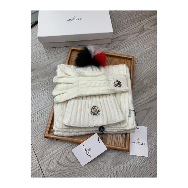 Moncler, Women's Triple Scarve Set, White