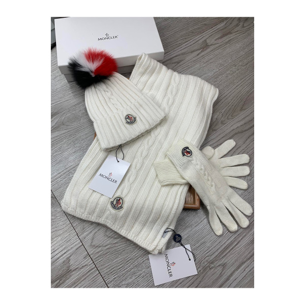 Moncler, Women's Triple Scarve Set, White