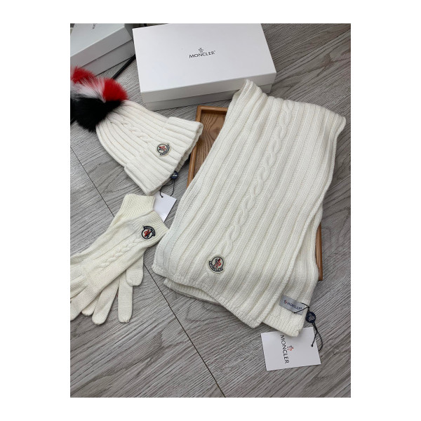 Moncler, Women's Triple Scarve Set, White