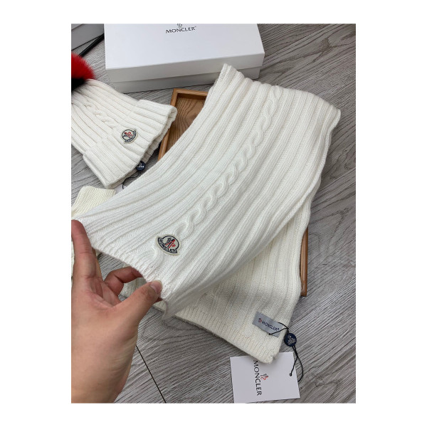 Moncler, Women's Triple Scarve Set, White