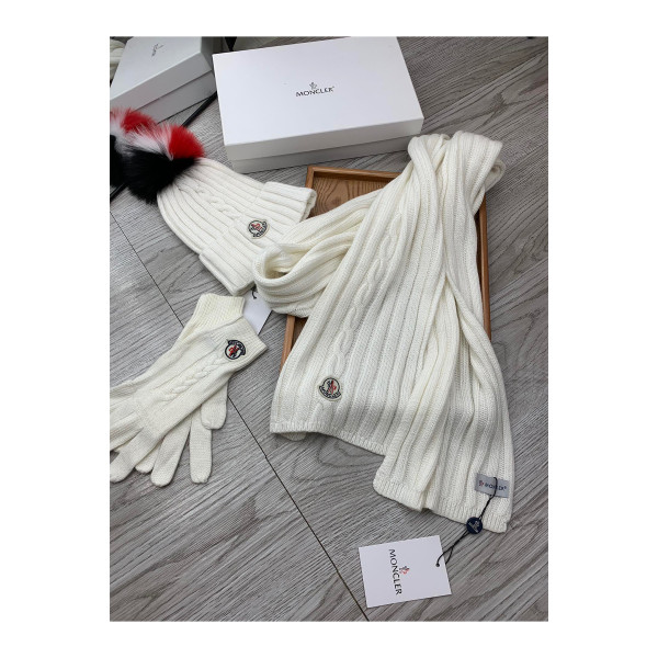 Moncler, Women's Triple Scarve Set, White