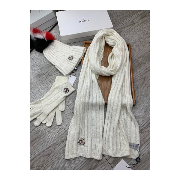 Moncler, Women's Triple Scarve Set, White