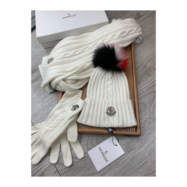 Moncler, Women's Triple Scarve Set, White