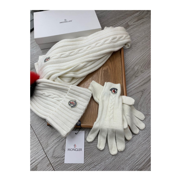 Moncler, Women's Triple Scarve Set, White