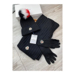 Moncler, Women's Triple Scarve Set, Black