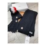 Moncler, Women's Triple Scarve Set, Black