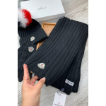 Moncler, Women's Triple Scarve Set, Black