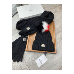 Moncler, Women's Triple Scarve Set, Black
