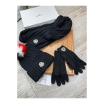 Moncler, Women's Triple Scarve Set, Black