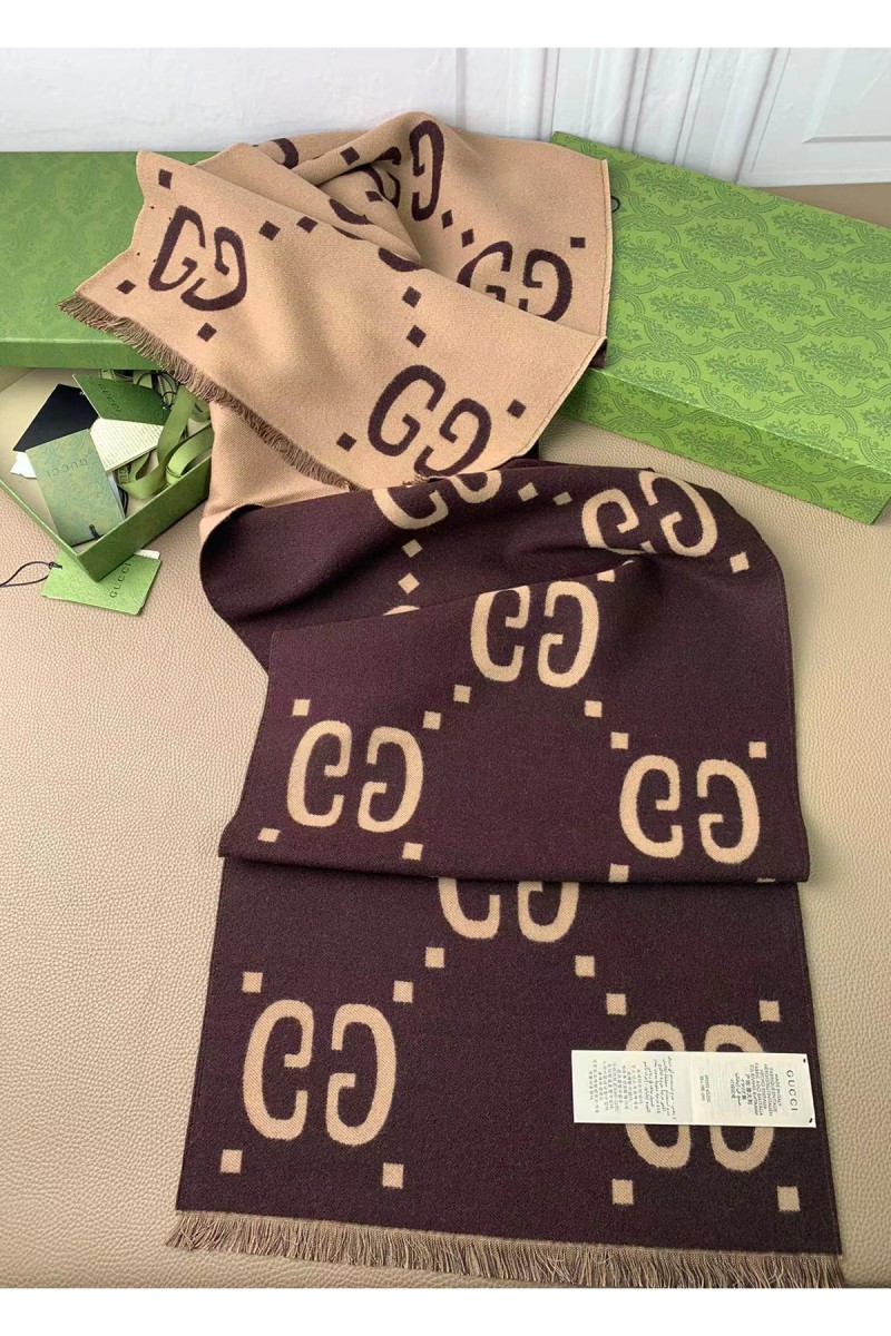 Gucci, Unisex Scarf, Brown, Doubleside