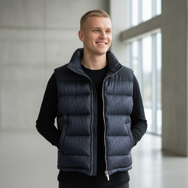 Christian Dior, Oblique, Heren Bodywarmer, Navy