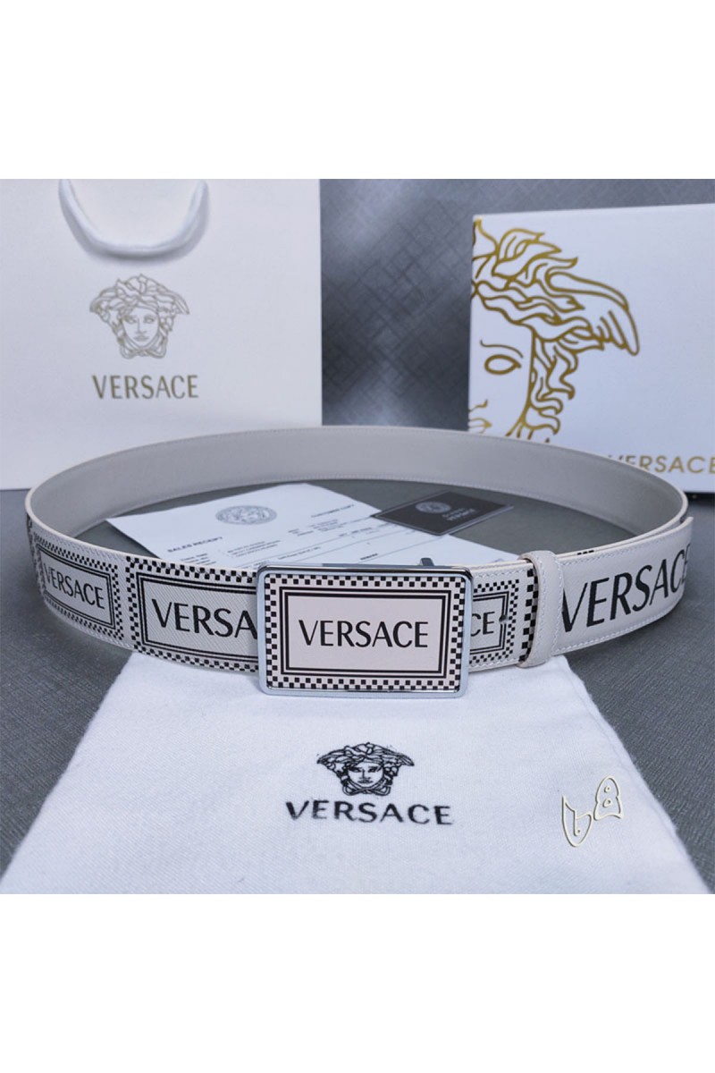 Versace, Men's Belt, White