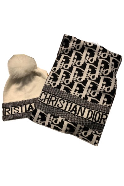 Christian Dior, Unisex Scarve Set, Brown