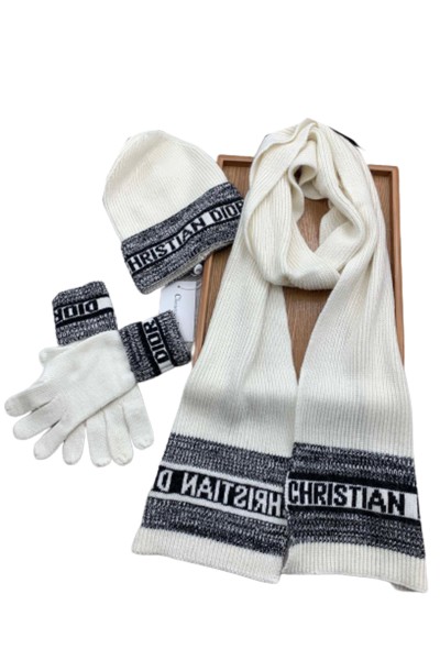 Christian Dior, Unisex Scarve Set, White