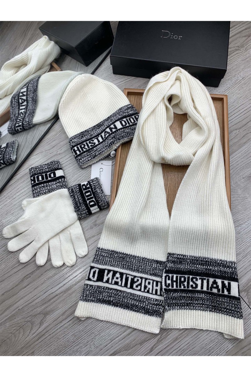 Christian Dior, Unisex Scarve Set, White