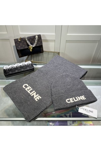 Celine, Women's Beanie Set, Grey