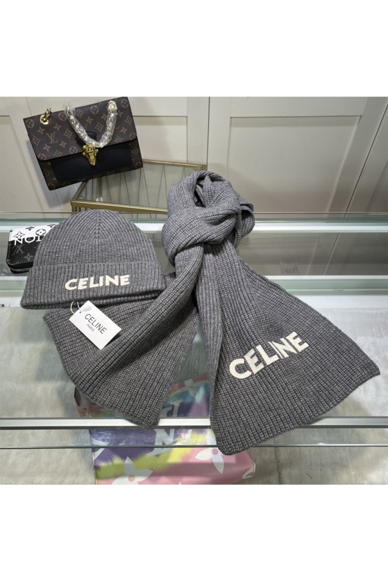 Celine, Women's Beanie Set, Grey
