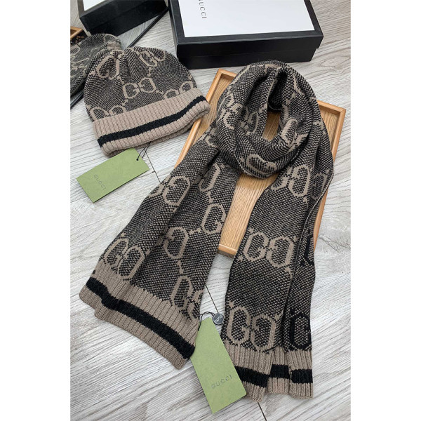Gucci, Unisex Beanie Set, Grey