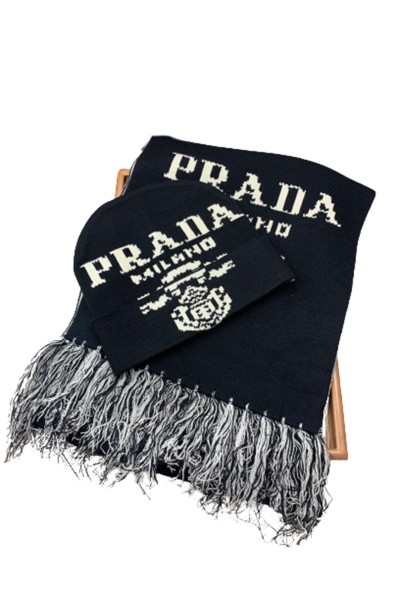 Prada, Women's  Beanie Set, Black