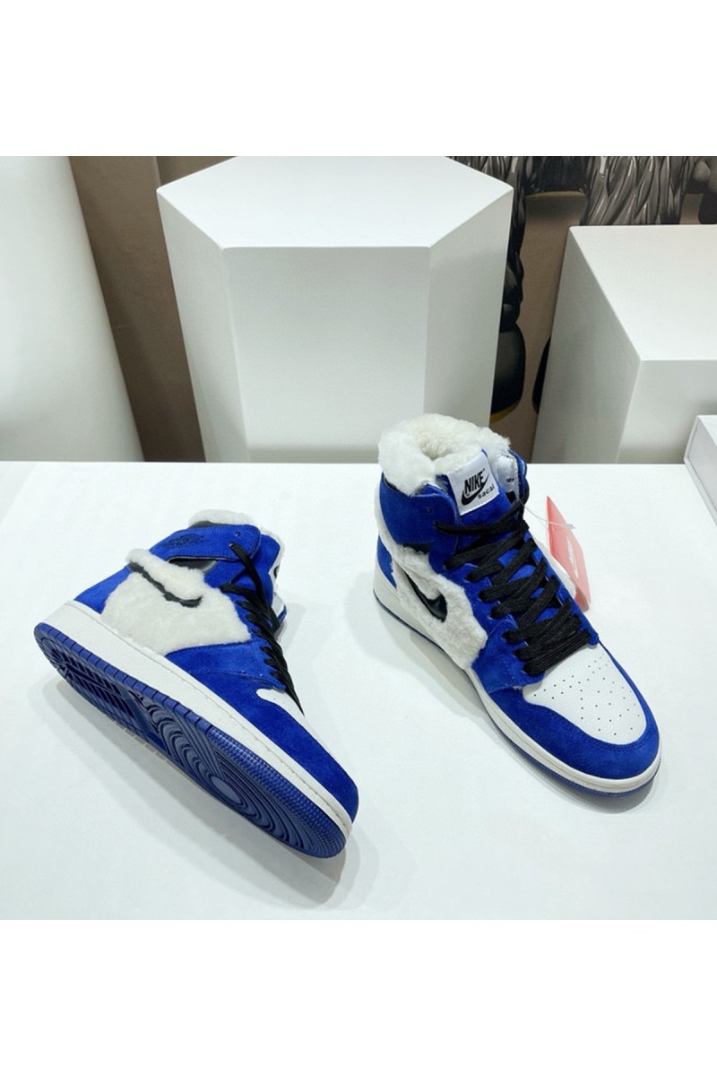 Nike, Air Jordan, Women's Sneaker, With Fur, Blue