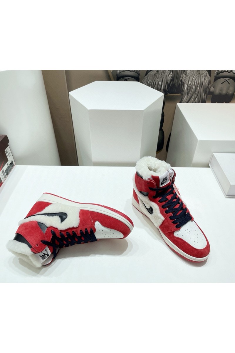 Nike, Air Jordan, Women's Sneaker, With Fur, Red
