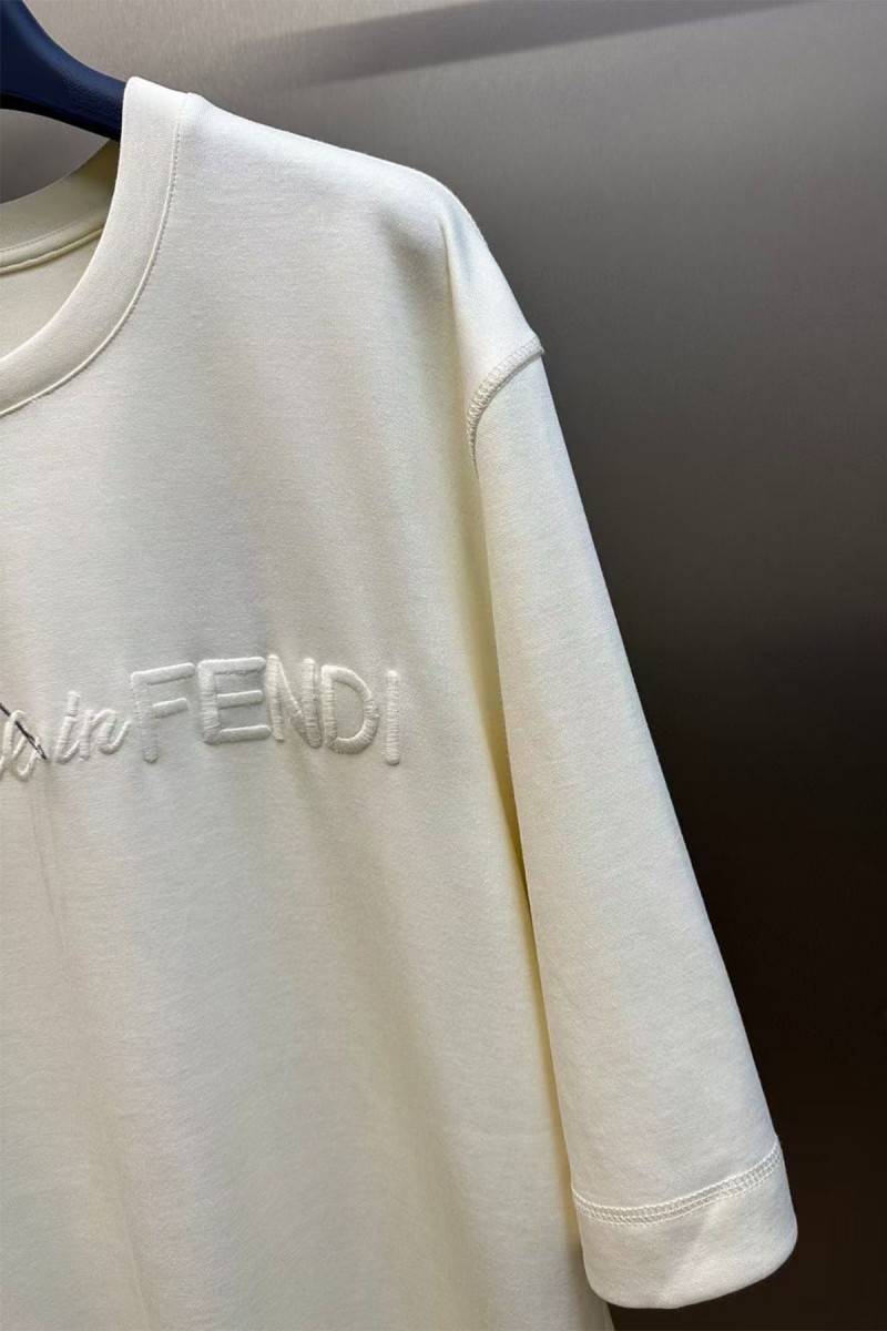 Fendi, Men's T-Shirt, Beige