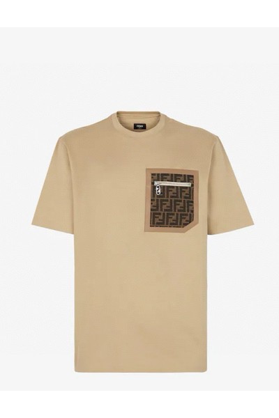 Fendi, Men's T-Shirt, Camel