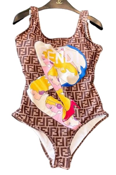 Fendi, Women's Swimsuit, Brown
