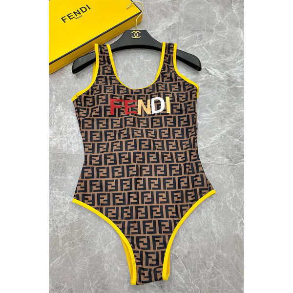 Fendi, Women's Swimsuit, Brown