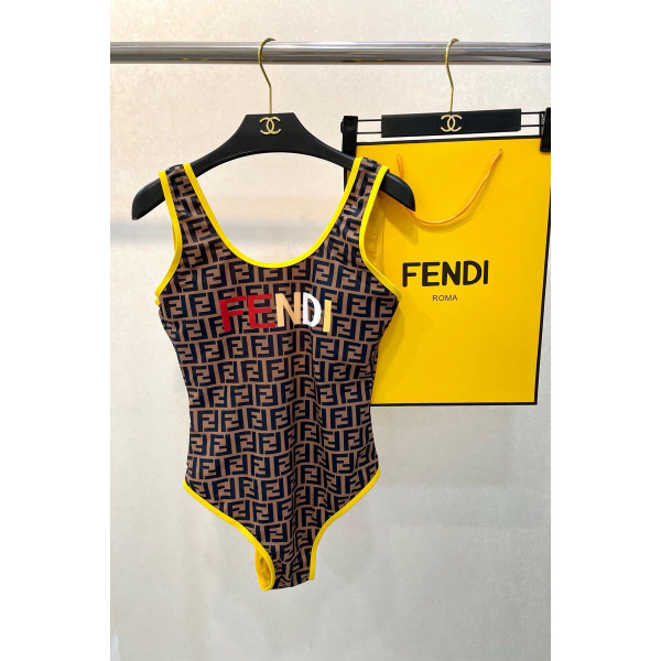 Fendi, Women's Swimsuit, Brown