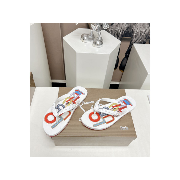 Christian Louboutin, Men's Slipper, White