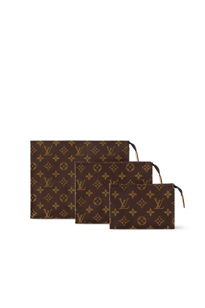 Louis Vuitton, Unisex, Trio Toilet Pouch, Brown