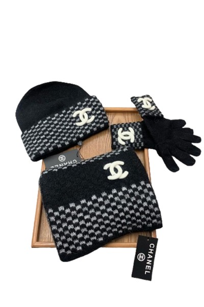 Chanel, Women's Beanie Triple Set, Black