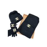 Chanel, Women's Beanie Triple Set, Black