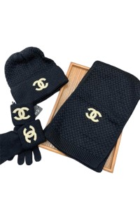 Chanel, Women's Beanie Triple Set, Black