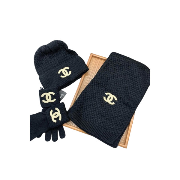 Chanel, Women's Beanie Triple Set, Black