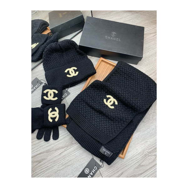 Chanel, Women's Beanie Triple Set, Black