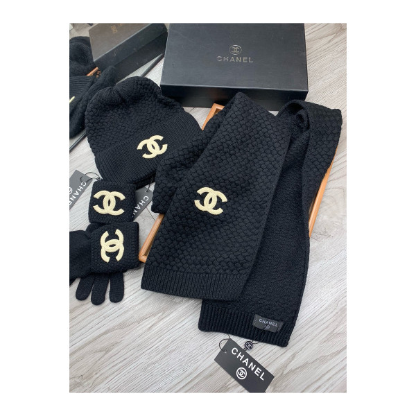 Chanel, Women's Beanie Triple Set, Black